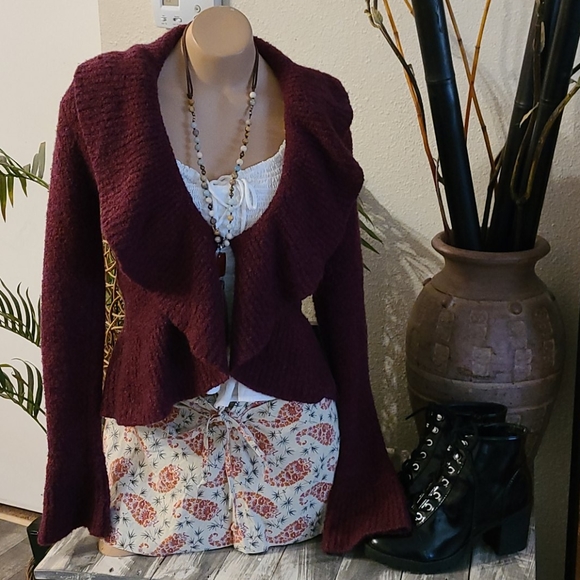 MAROON SIZE SM LONG SLEEVES SWEATER BRAND MODA - Picture 15 of 16